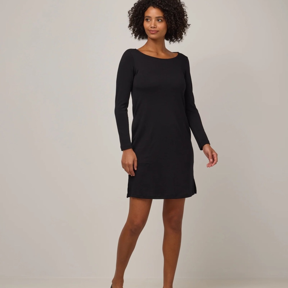 Wool& Women's Long Sleeve Black Dress
